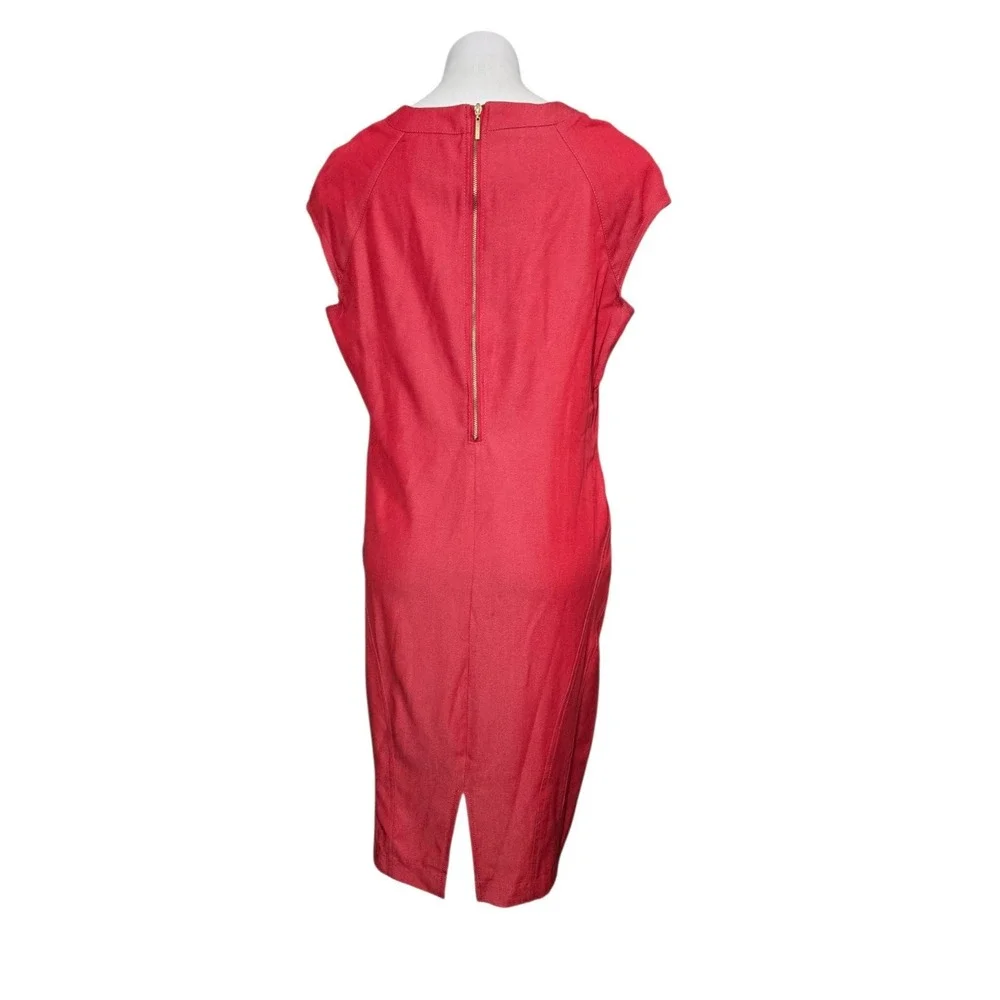 IMAN Global Chic Red Sheath Dress Cap Sleeve Size L casual office fall